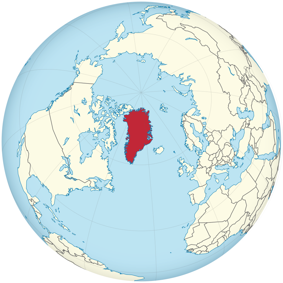 Greenland on the globe (Greenland centered)